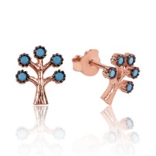 Gümüş Hayat Ağacı Çivili Küpe