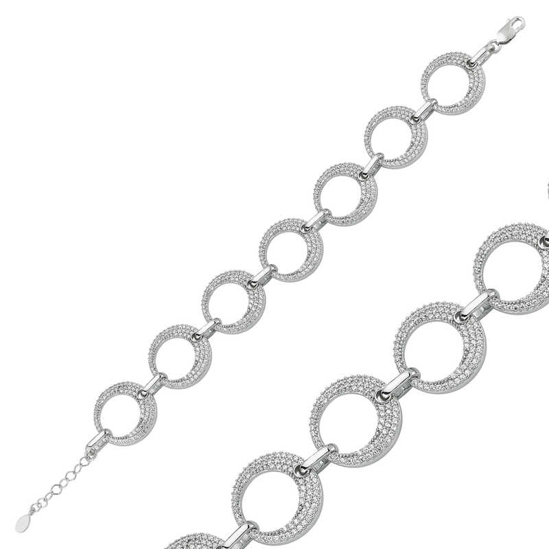 Gümüş Taşlı Halka Bayan Bileklik Gümüş Taşlı Halka Bayan Bileklik