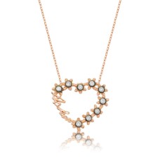 Gümüş Aşkım Yazılı Kalpli Bayan Kolye