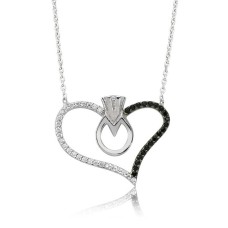 Gümüş Kalpli Tek Taş Bayan Kolye