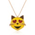 Gümüş Kalp Gözlü Kedi Emoji Bayan Kolye