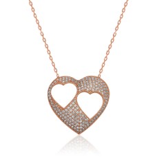 Gümüş Kalpli Bayan Kolye