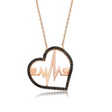 Gümüş Kalp Ritmi Bayan Kolye