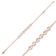 Gümüş Üç Kalpli Sonsuzluk Bayan Bileklik