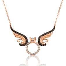 Gümüş Tek Taş Melek Bayan Kolye