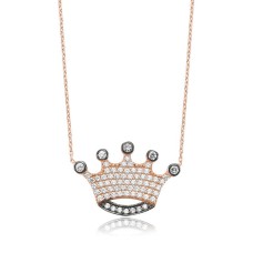 Gümüş Kraliçe Tacı Bayan Kolye