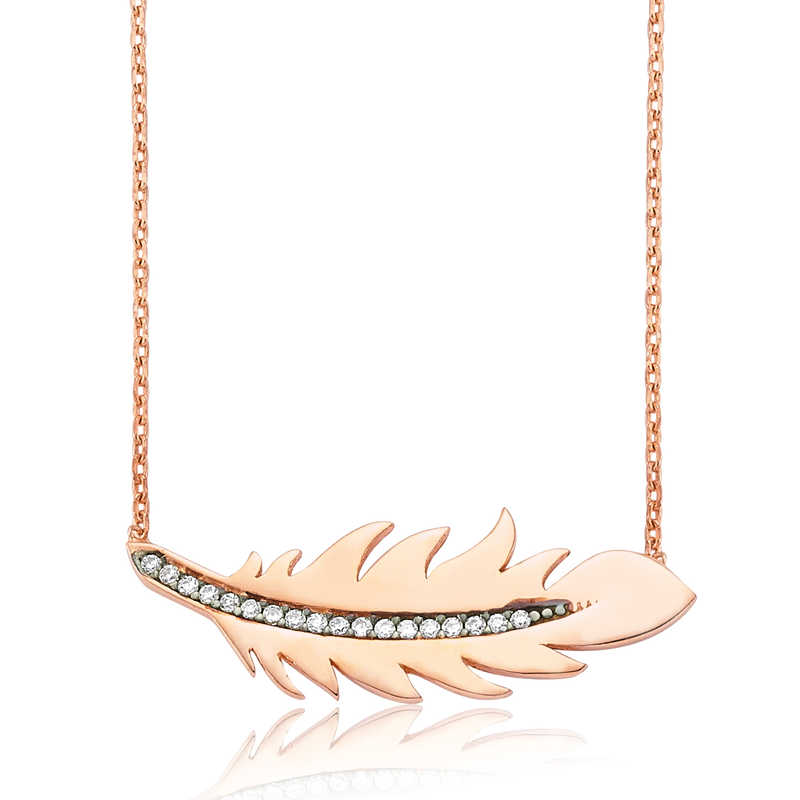 Gümüş Kuş Tüyü Bayan Kolye Gümüş Kuş Tüyü Bayan Kolye