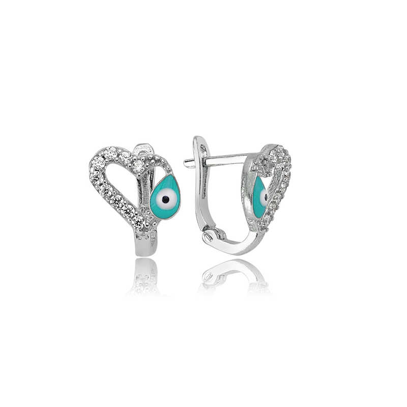 Gümüş Kalp Figürlü Çocuk Küpesi Gümüş Kalp Figürlü Çocuk Küpesi