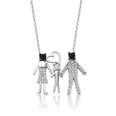 Gümüş Mutlu Aile Bayan Kolye