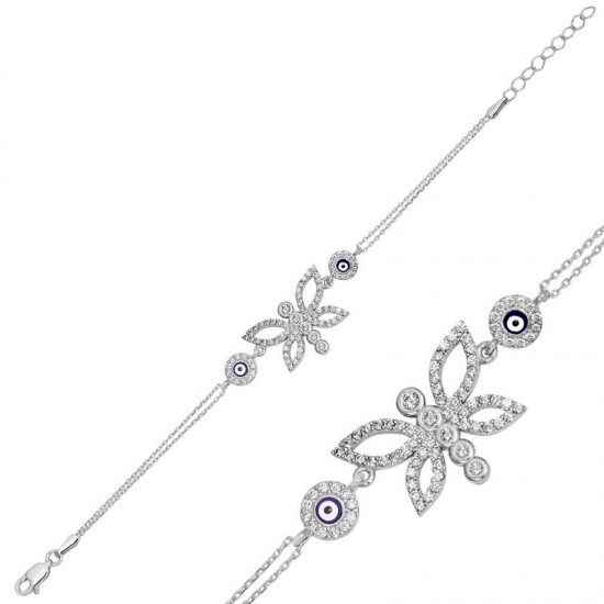 Gümüş Nazarlı Kelebek Bayan Bileklik Gümüş Nazarlı Kelebek Bayan Bileklik