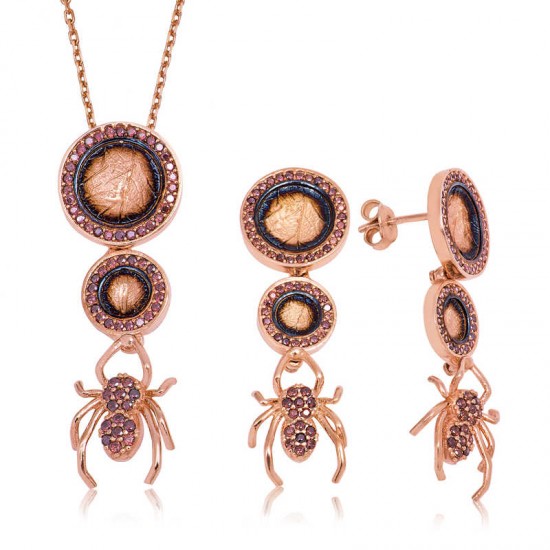 Gümüş Örümcek ve Yaprak Bayan Set Gümüş Örümcek ve Yaprak Bayan Set