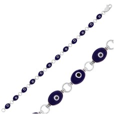 Gümüş Oval Nazar Bayan Bileklik