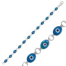 Gümüş Oval Nazar Bayan Bileklik