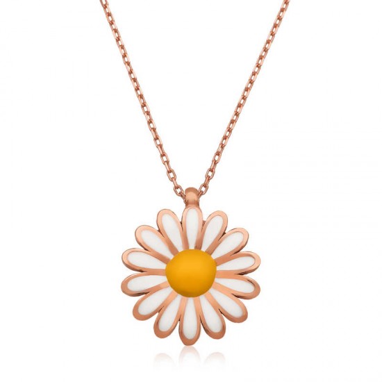 Gümüş Papatya Bayan Kolye