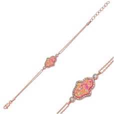 Gümüş Pembe Opal Fatma Ana Eli Bayan Bileklik