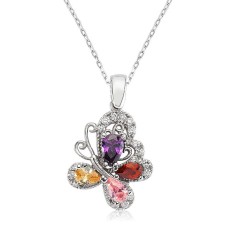 Gümüş Renkli Kelebek Bayan Kolye