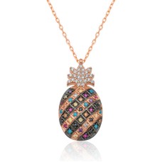 Gümüş Renkli Taşlı Ananas Kolye