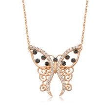 Gümüş Desenli Kelebek Bayan Kolye