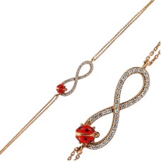 Gümüş Uğur Böcekli Sonsuzluk Bayan Bileklik