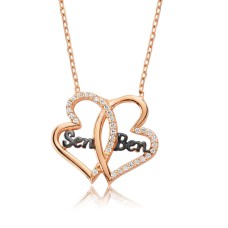 Gümüş Kalpli Sen Ben Bayan Kolye