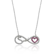 Gümüş Sevgilim Yazılı Sonsuzluk Bayan Kolye