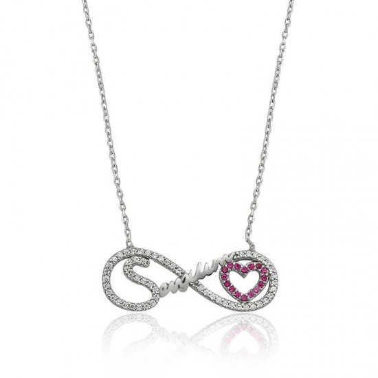 Gümüş Sevgilim Yazılı Sonsuzluk Bayan Kolye