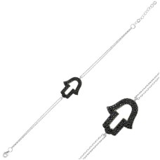 Gümüş Siyah Fatma Eli Bayan Bileklik