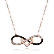 Gümüş Kalpli Sonsuzluk Bayan Kolye