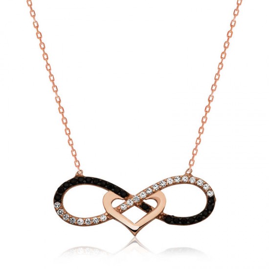 Gümüş Kalpli Sonsuzluk Bayan Kolye