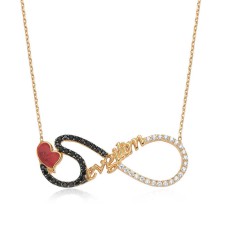 Gümüş Sevgilim Yazılı Sonsuzluk Bayan Kolye