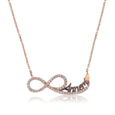 Gümüş Annem Yazılı Sonsuzluk Bayan Kolye