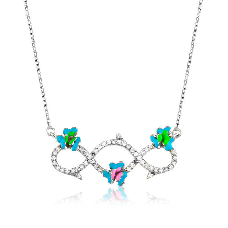 Gümüş Çiçekli Sonsuzluk Bayan Kolye Gümüş Çiçekli Sonsuzluk Bayan Kolye