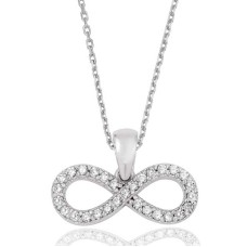 Gümüş Beyaz Taşlı Sonsuzluk Bayan Kolye