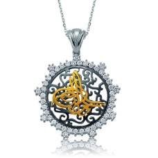 Gümüş Taşlı Tuğra Bayan Kolye