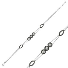 Gümüş Üç Taşlı Bayan Bileklik