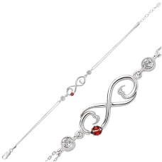 Gümüş Uğur Böcekli Sonsuzluk Bayan Bileklik