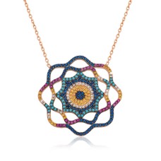 Gümüş Yaşam Güneşi Nazar Bayan Kolye