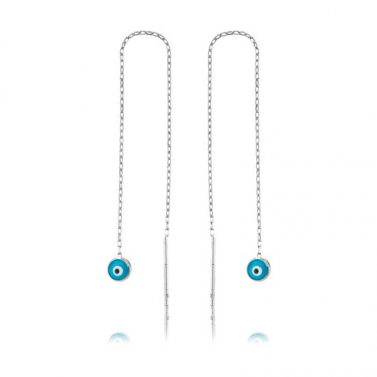 Gümüş Nazar Zincirli Küpe Gümüş Nazar Zincirli Küpe