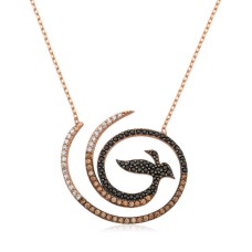 Gümüş Zümrüd-ü Anka Kuşu Bayan Kolye