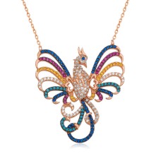 Gümüş Zümrüdü Anka Kuşu Bayan Kolye