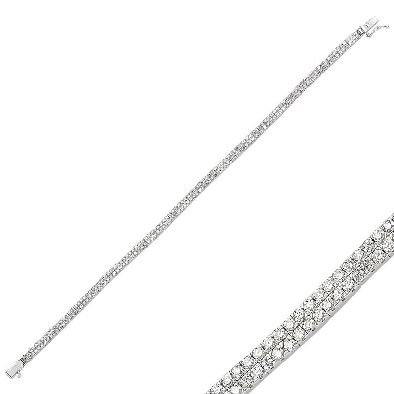 Gümüş İki Sıra Su Yolu Bayan Bileklik Gümüş İki Sıra Su Yolu Bayan Bileklik