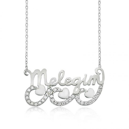 Gümüş Meleğim Yazılı Kalpli Bayan Kolye Gümüş Meleğim Yazılı Kalpli Bayan Kolye