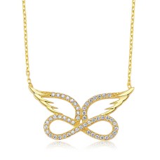 Gümüş Melek Kanadı Sonsuzluk Bayan Kolye