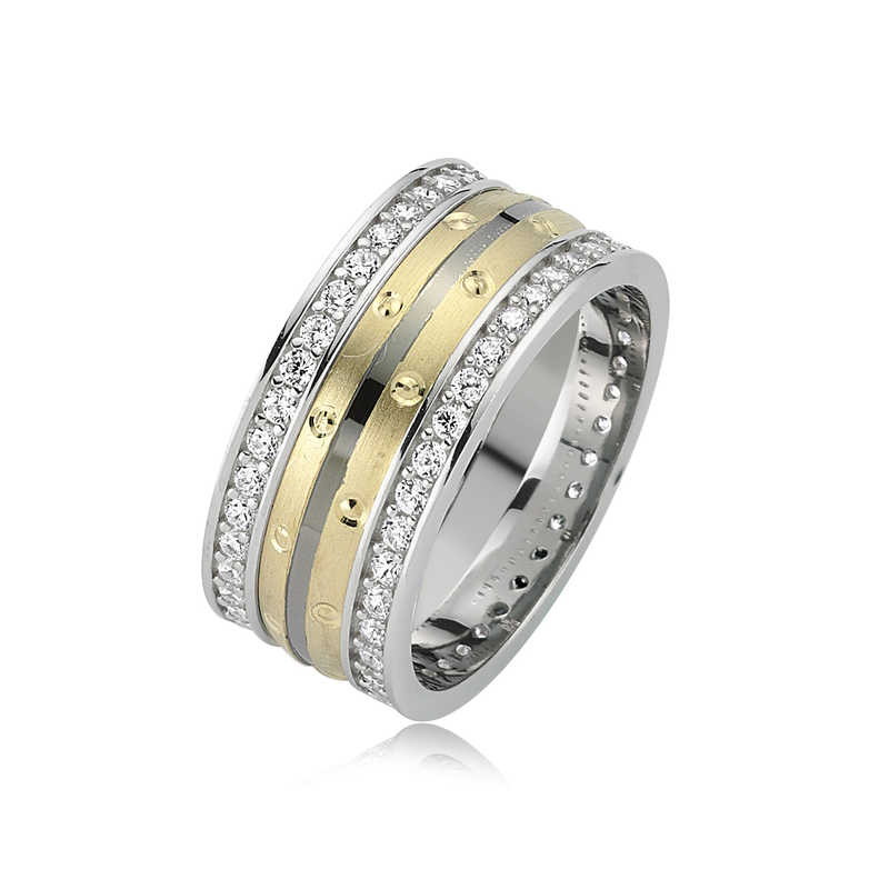 Gümüş Noktalı Taşlı Çift Bayan Alyans Gümüş Noktalı Taşlı Çift Bayan Alyans