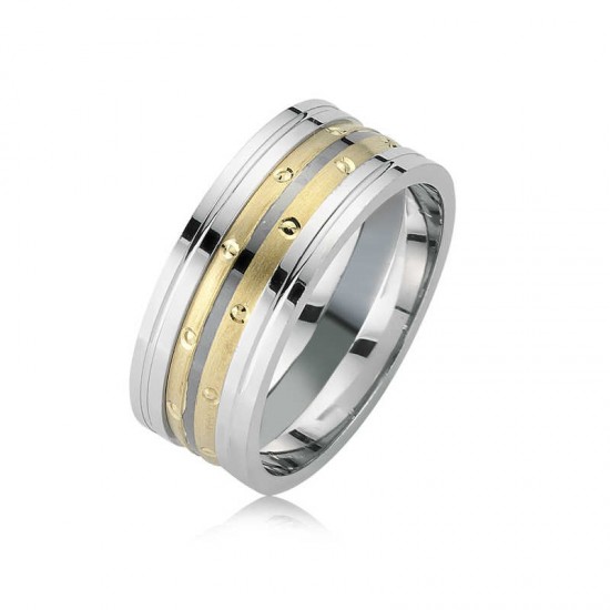 Gümüş Noktalı Taşsız Çift Erkek Alyans Gümüş Noktalı Taşsız Çift Erkek Alyans