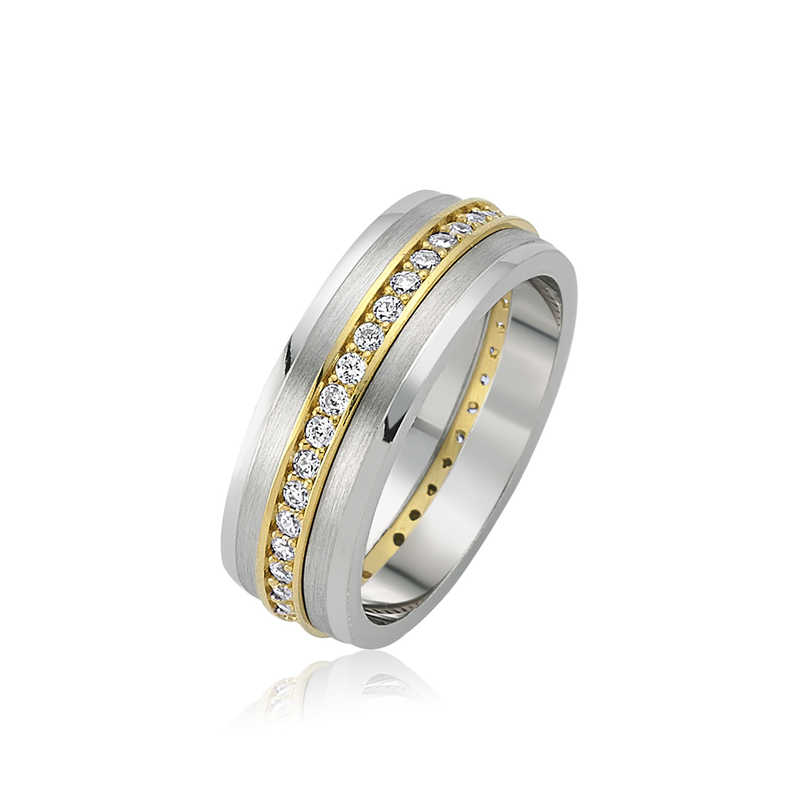 Gümüş Taşlı Çift Bayan Alyans Gümüş Taşlı Çift Bayan Alyans