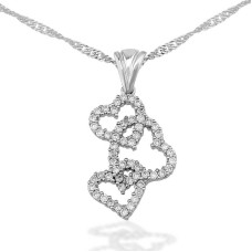 Gümüş 3 Kalpli Bayan Kolye