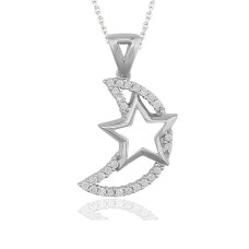 Gümüş Ay Yıldız Bayan Kolye