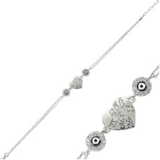 Gümüş Nazarlı Kalp Bayan Bileklik