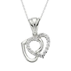 Gümüş Çift Kalpli Bayan Kolye
